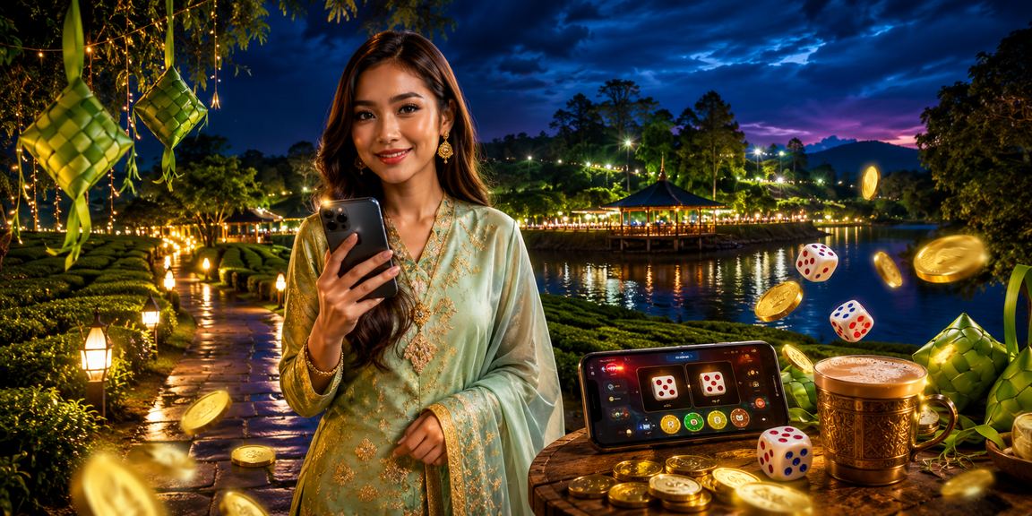 Suasana permainan Hari Raya di Malaysia dengan elemen taruhan kasual dalam budaya tempatan
